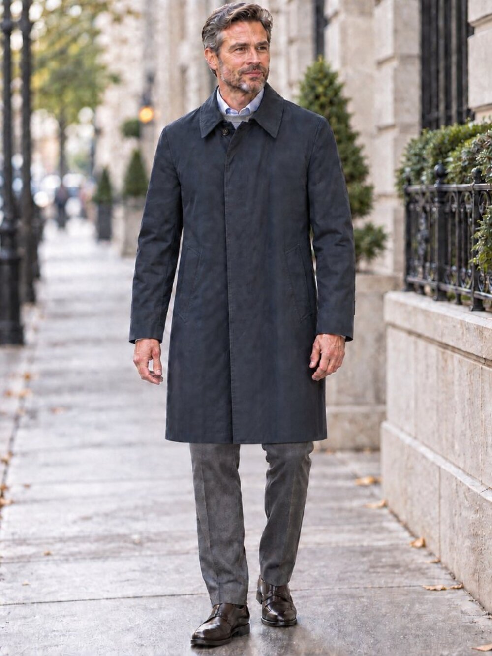 Vintage 1970s London Fog Mens 38 Reg Navy Maincoat Raincoat EUC No Liner
